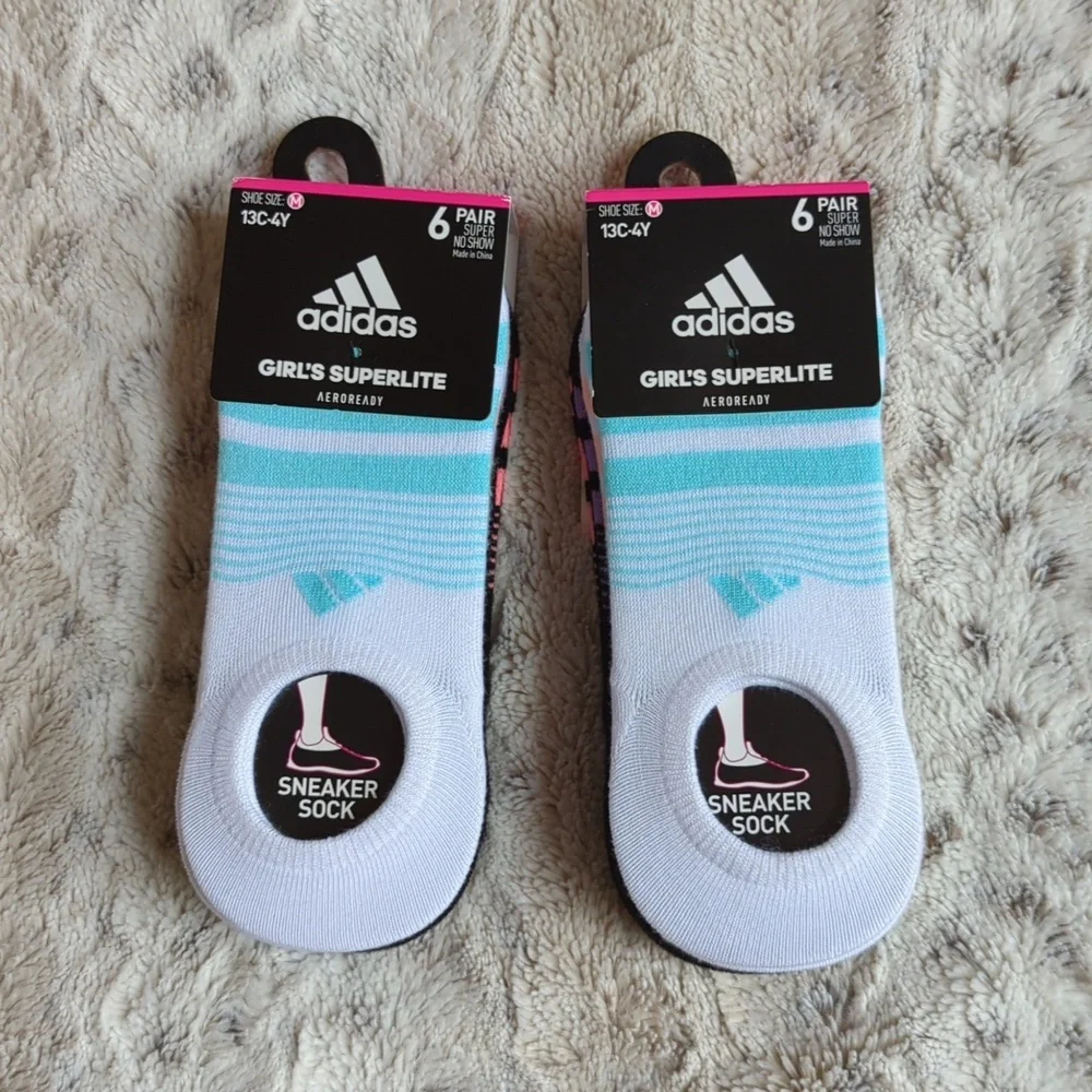 12 Pairs adidas Girls' Superlite No Show Socks